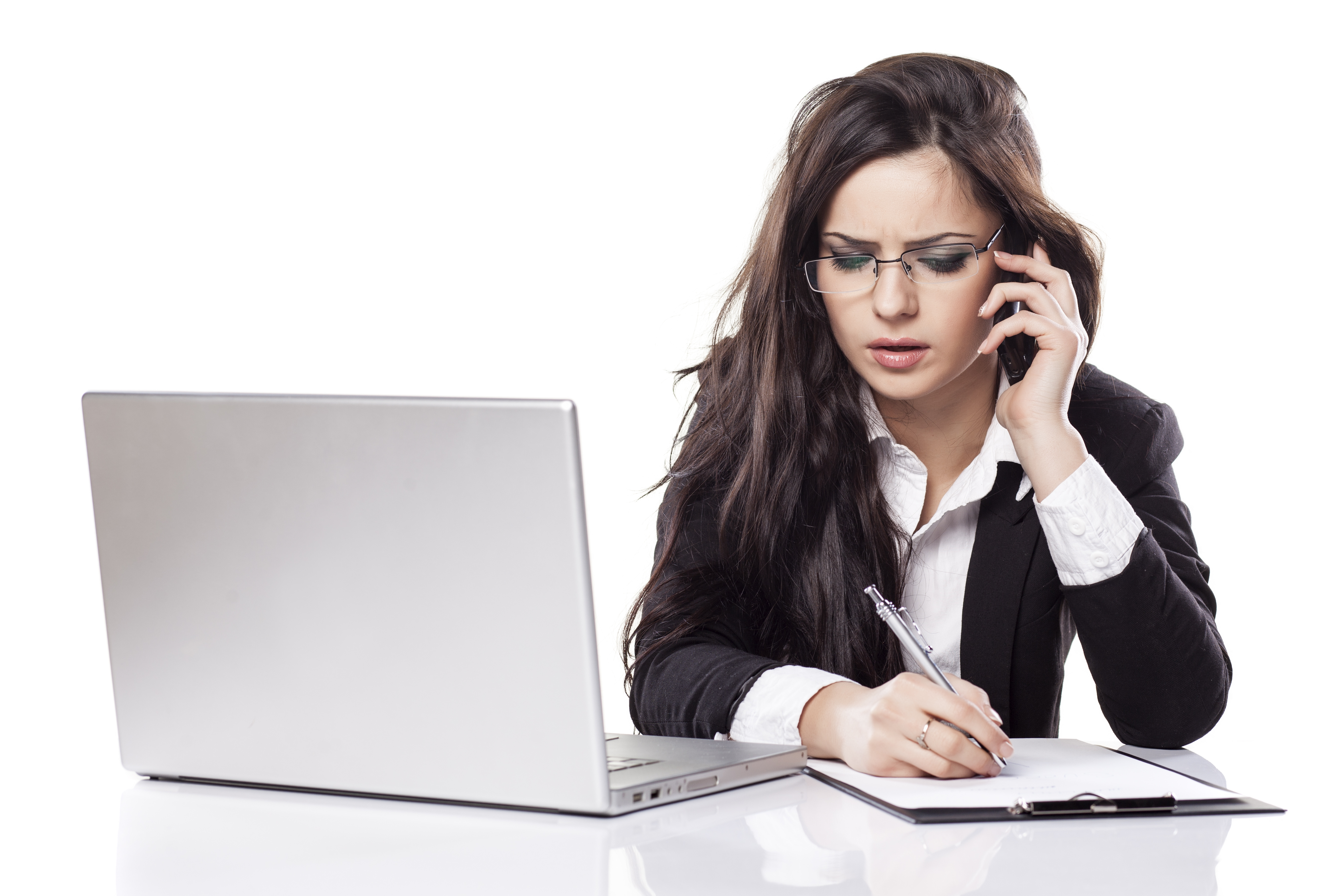 Business Woman At The Desk With A Laptop Talking On The Phone Morgan Planning Group